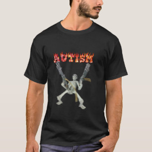 Camiseta Gracioso Diseño Autismo Esqueleto Meme Para Hombre