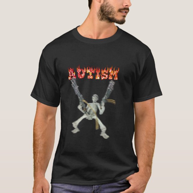 Camiseta Gracioso Diseño Autismo Esqueleto Meme Para Hombre (Anverso)