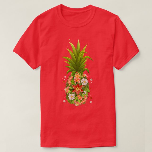 Camiseta Gracioso Diseño De Flor De Piña En Hawái Para Muje (Diseño del anverso)