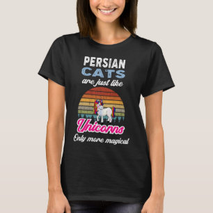 Camiseta Gracioso diseño de gatos persas retro unicornio S