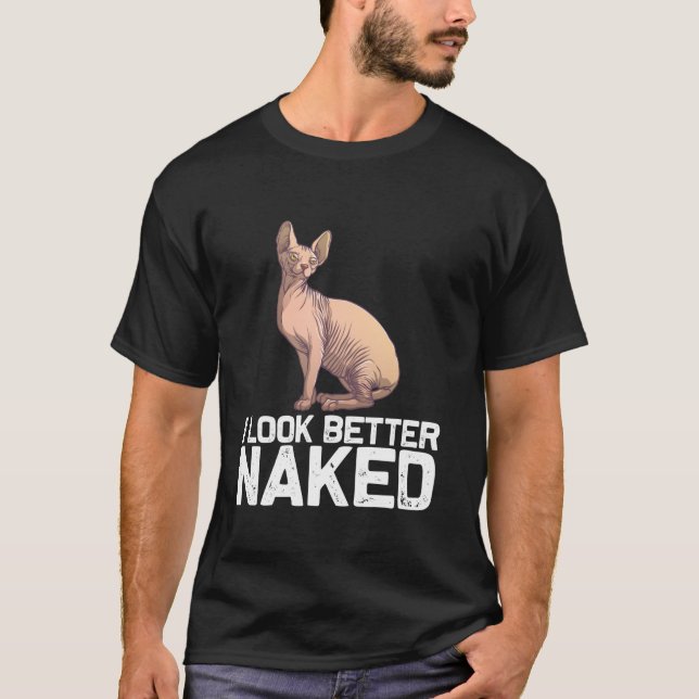 Camiseta Gracioso Diseño De Gatos Sphynx Para Hombres Gato  (Anverso)