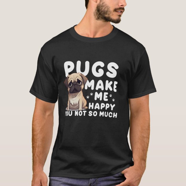 Camiseta Gracioso Diseño De Pug Para Hombres Raza De Perro  (Anverso)