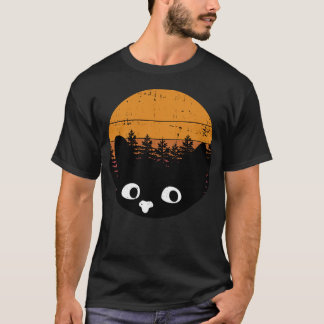Camiseta Gracioso diseño retro de gato para gato negro vint