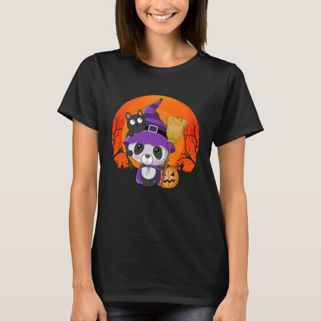 Camiseta Gracioso disfraz de bruja de gatos de Halloween Cu (Anverso)