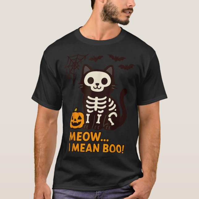 Camiseta Gracioso disfraz De Halloween De Gato Meow Me Refi (Anverso)