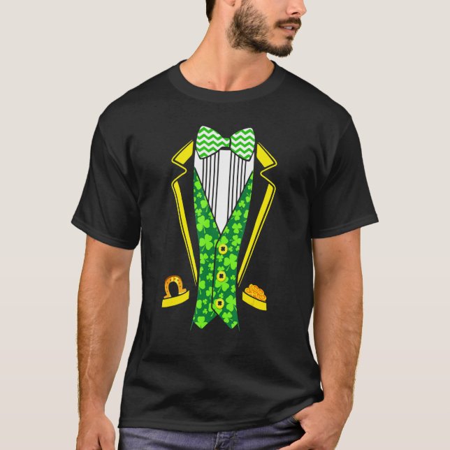 Camiseta Gracioso disfraz irlandés Tuxedo St Patricks Day B (Anverso)