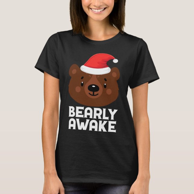 Camiseta Gracioso Dormido Lazy Bearly Awake Brown Oso Crist (Anverso)