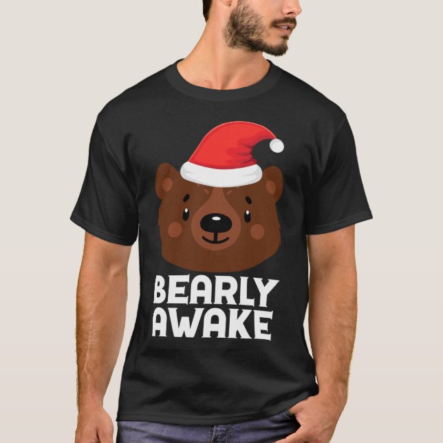 Camiseta Gracioso Dormido Lazy Bearly Awake Brown Oso Crist (Anverso)