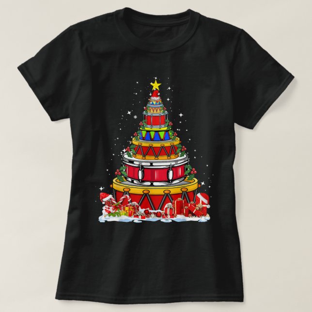 Camiseta Gracioso Drumline Christmas Tree Xmas (Diseño del anverso)