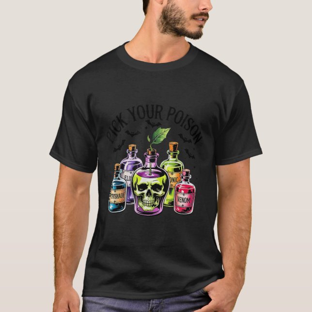 Camiseta Gracioso Elige Tu Veneno Apple Halloween Gothic Pr (Anverso)