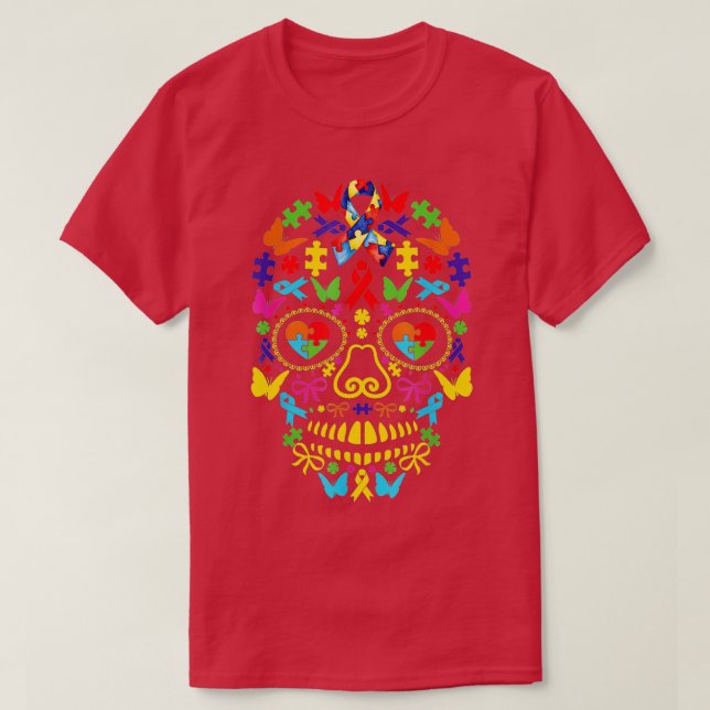 Camiseta Gracioso enigma autista del corazón del cráneo rom (Diseño del anverso)