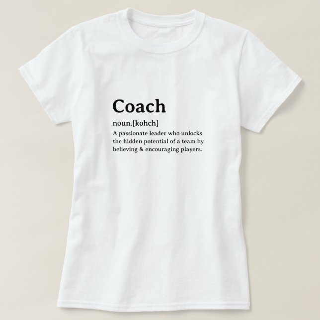 Camiseta Gracioso entrenador de definición de diccionario (Diseño del anverso)