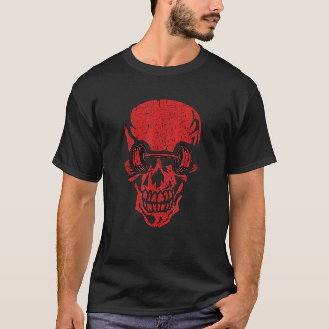 Camiseta Gracioso entrenamiento Fitness Gym Skull Gráfico S (Anverso)