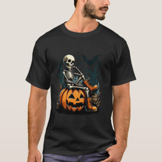 Camiseta Gracioso Esbozo Esperando La Pumpk De Halloween