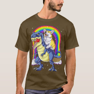 Camiseta Gracioso espacio Galay Rainbow Corgi montando dino