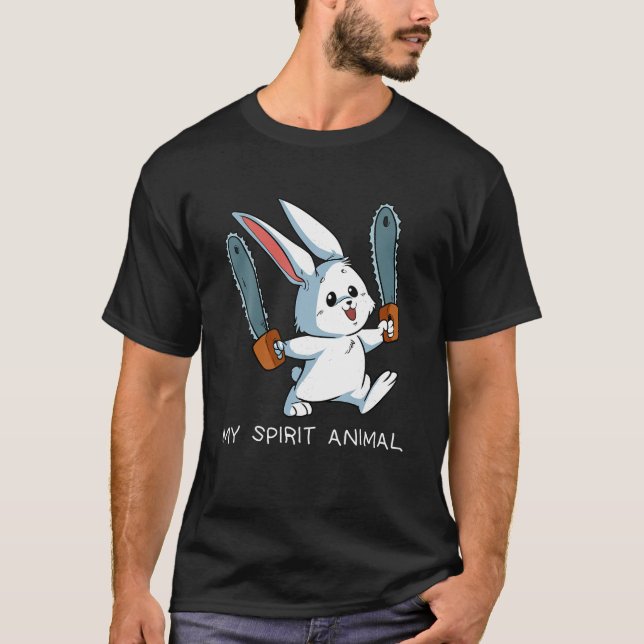 Camiseta Gracioso Espíritu Animal Loony Chainsaw Bunny Craz (Anverso)