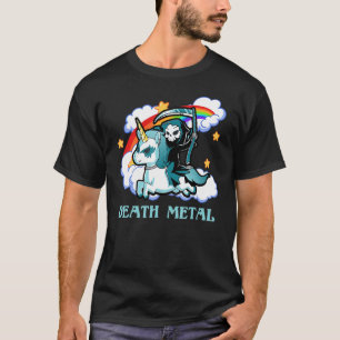 Camiseta Gracioso esqueleto arcoiris Unicornio Música Metal