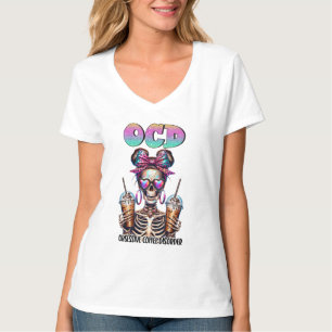 Camiseta Gracioso esqueleto café arte de palabras