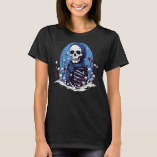 Camiseta Gracioso esqueleto con ropa de invierno y nieve pa
