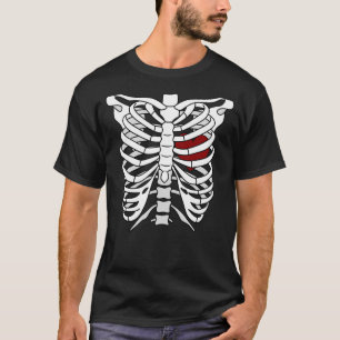 Camiseta Gracioso esqueleto de Halloween Corazón Rib Cage X