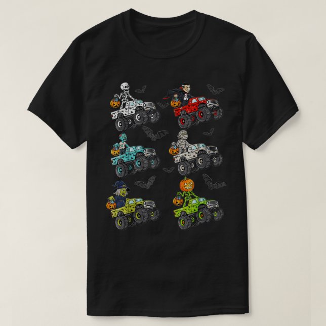 Camiseta Gracioso esqueleto de Halloween MonsterCamión niño (Diseño del anverso)