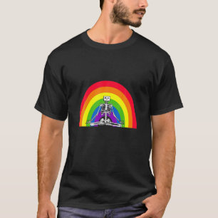Camiseta Gracioso esqueleto de yoga, arcoiris, meditación, 