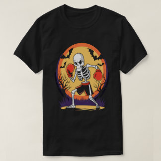 Camiseta Gracioso esqueleto en Halloween con guantes de box