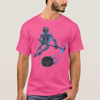 Camiseta Gracioso esqueleto jugando al hockey sobre hielo e