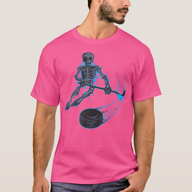 Camiseta Gracioso esqueleto jugando al hockey sobre hielo e (Anverso)