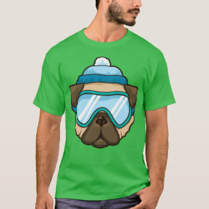 Camiseta Gracioso Esquiador Snowboard Esquí Perro Pug Lover