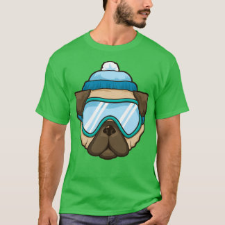 Camiseta Gracioso Esquiador Snowboard Esquí Perro Pug Lover