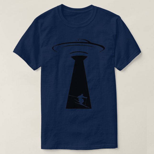 Camiseta Gracioso Esquiar Nieve De Ufo Esquiando En Boca Ba (Diseño del anverso)