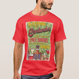 Camiseta Gracioso estilo de insignia retro durmiendo con ba