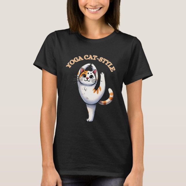 Camiseta Gracioso estilo Gato de Yoga (Anverso)
