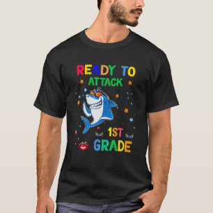 Camiseta Gracioso Estudiante De Tiburón Listo Para Atacar D