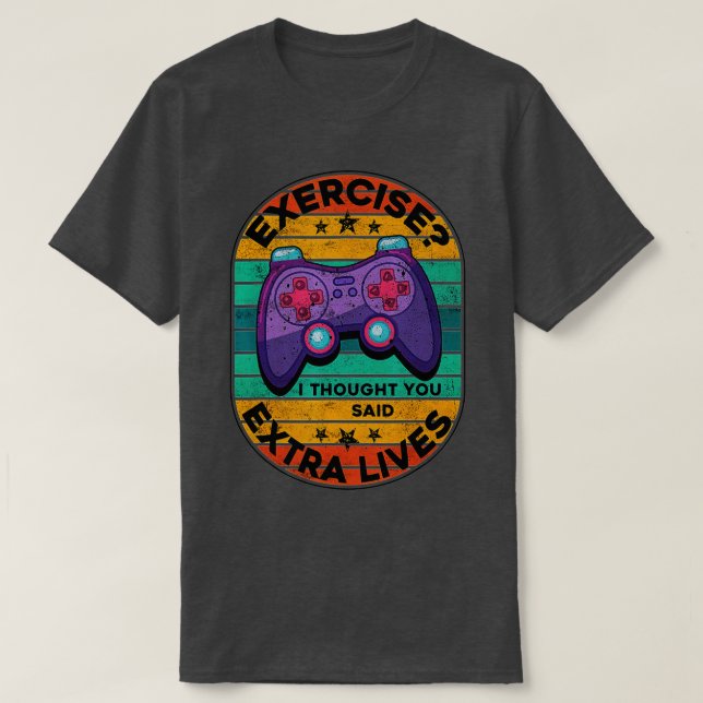 Camiseta Gracioso extra vive el controlador de videojuegos  (Diseño del anverso)