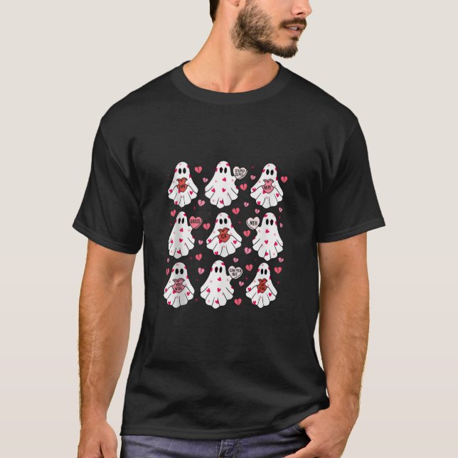 Camiseta Gracioso Fantasma Candy Heart XOXO Feliz Día de Sa (Anverso)