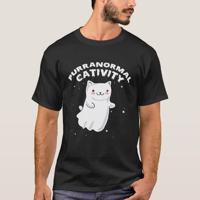 Camiseta Gracioso fantasma de gatos de gatito purranormal H (Anverso)