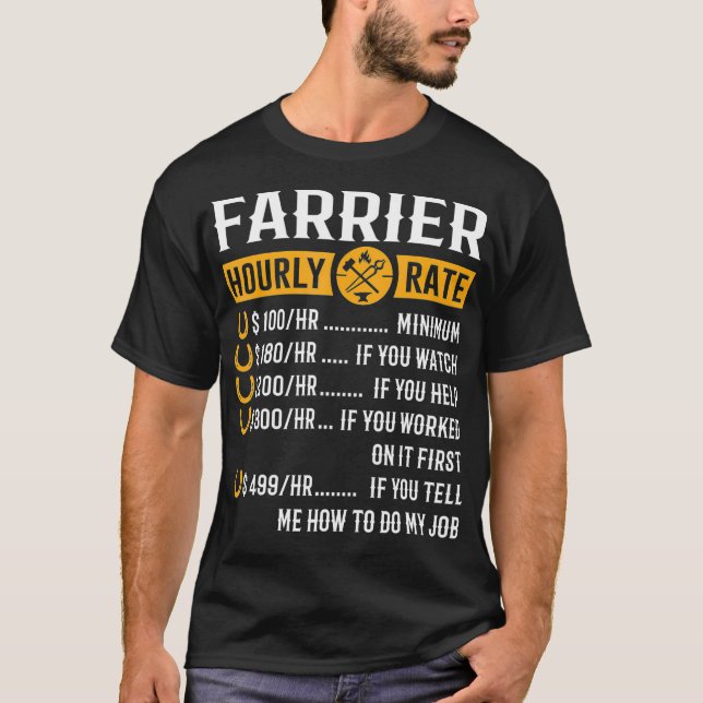 Camiseta Gracioso Farrier Regalos Farrier Tarifa Hourer (Anverso)