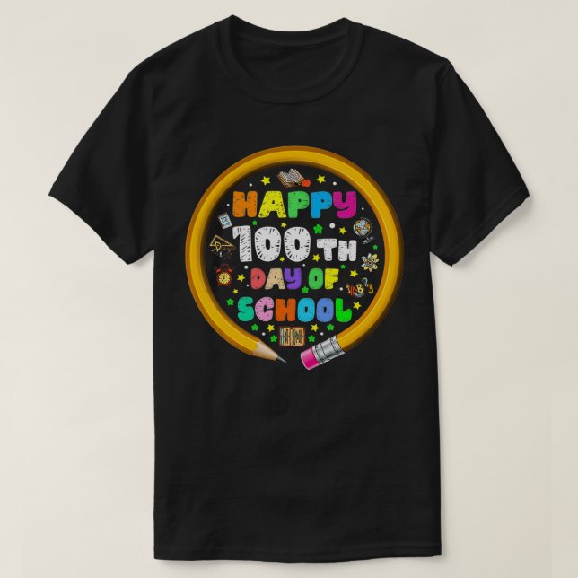 Camiseta Gracioso Feliz 100° Día De La Escuela (Diseño del anverso)