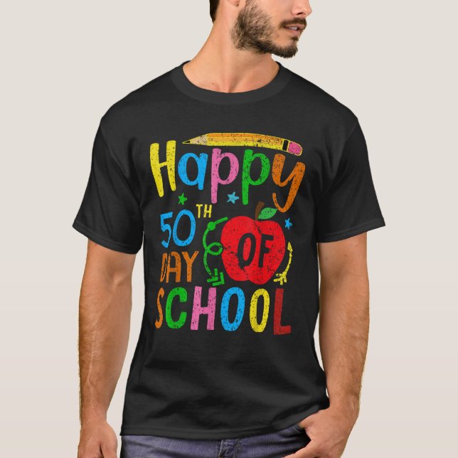 Camiseta Gracioso Feliz 50° Día De La Escuela (Anverso)