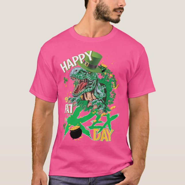Camiseta Gracioso Feliz Día de San Pat Rex Trex Dinosaur St (Anverso)