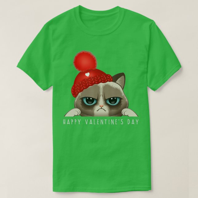 Camiseta Gracioso Feliz Día de San Valentín Gato Amor Niños (Diseño del anverso)