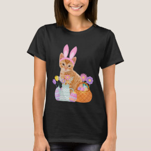 Camiseta Gracioso feliz Pascua lindo gato conejito huevos d