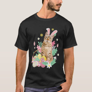 Camiseta Gracioso feliz Pascua lindo gato conejito huevos d
