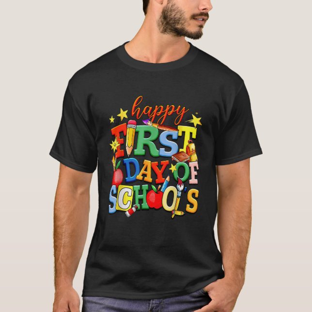 Camiseta Gracioso Feliz Primer Día De La Escuela Bienvenido (Anverso)