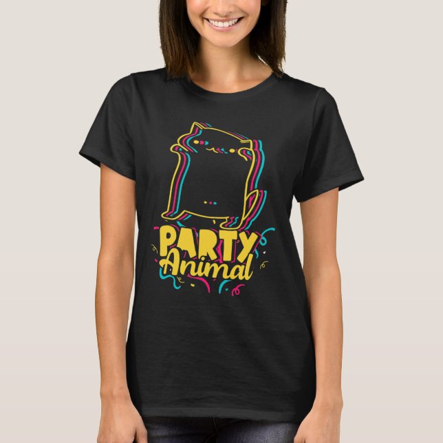 Camiseta Gracioso Fiesta Animal Disco Dancing Cat Meme (Anverso)