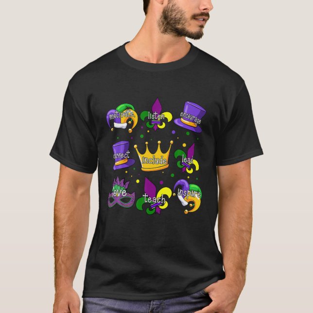 Camiseta Gracioso Fiesta de Mardi Gras Enseñar amor Inspire (Anverso)