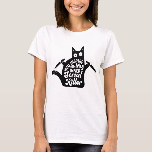 Camiseta Gracioso Fiesta divertido de Gato Negro Asesinado  (Anverso)