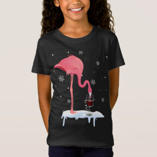 Camiseta Gracioso Flamingo Tomando Vino En Navidades Xmas P